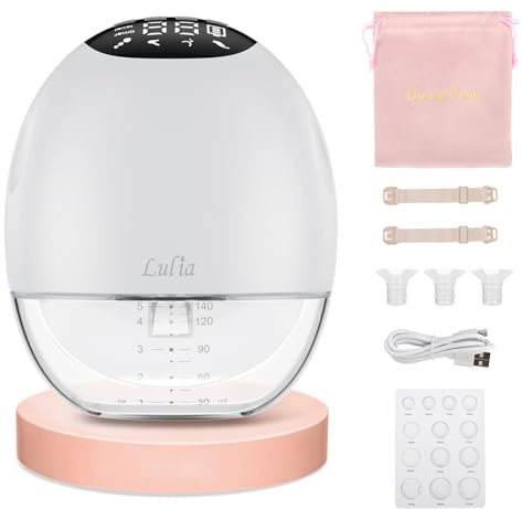 Lulia Electric Breast Pump, Wearable Breast Pumps with 4 Modes and 9 Levels, 380mmHg Strong Suction, Hands-Free Breast Pump, Leakproof and Silent, 17/19/21/24MM Flanges Included (1 Pack, White)