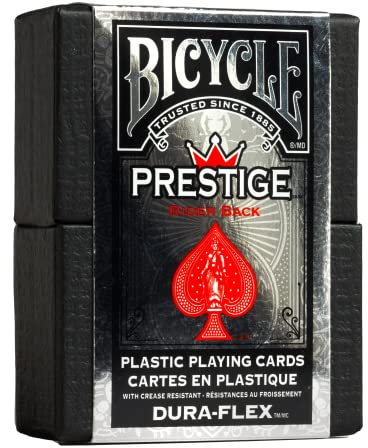 Bicycle Prestige Waterproof Plastic Playing Cards, Red & Blue (Colors May Vary)