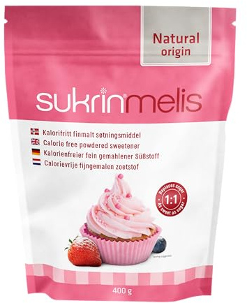 Sukrin Icing (Sucre glace) Remplaçant naturel de sucre en poudre 1:1, sans calorie, édulcorant avec un faible IG, contenant de l'érythritol et de la stévia adapté aux régimes céto, faible en glucides et aux végan. Parfait pour cuisiner et pour les glaçages, 400 g