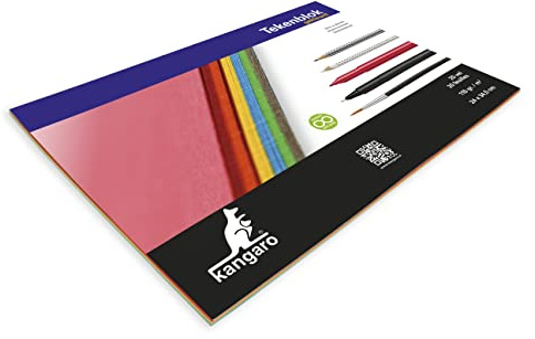 Kangaro Bloc de dibujo A4+ (24 x 34,5 mm), 110 g, 20 hojas surtidas, rojo, naranja, amarillo, azul, verde