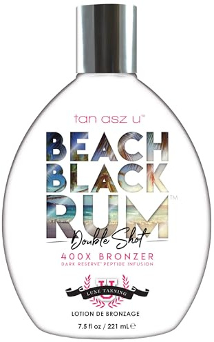 Tan Asz U Beach Black Rum Tanning Lotion, Double Shot 400X Bronzer, Dark Reserve Peptide Infusion, Luxe Indoor Tanning Lotion with Coconut Water & Algae Extract, 13.5 Fl Oz