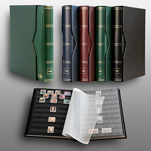 Prophila Album pour Timbres 60 Pages intérieur Noir étui de Protection Vert