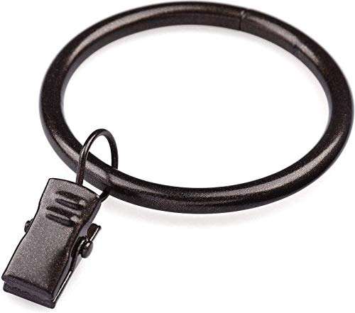JushengXMX Curtain Rings with Clips - Set of 28, Interior Diameter 1.75inch,Fits Up to 1 1/2 Inch Rod - Oil Rubbed Bronze …