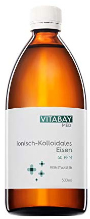 Kolloidalt järn 50 PPM – 500 ml – mycket koncentrerad (renhetsnivå 99,99 %) – inga tillsatser – skyddad i brun glasflaska – tillverkad i Tyskland