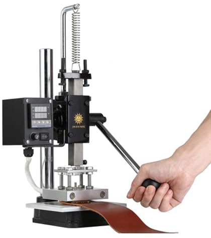 Máquina de estampado de lámina caliente Impresora Logo Máquina de arrugamiento Máquina de estampado de cuero Temperatura de estampación ajustable para PVC PU Plástico, etc.,Hot pressing plate: 10*13cm