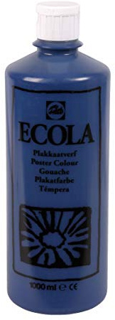 Ecola Plakatfarbe - Plakatfarbe 1000 ml Preussischblau 508 - Farbintensiv - Wasserlöslich - Leicht zu reinigen - Erfüllt europäische Sicherheitsstandards - Ideal zum Erlernen von Farbmischungen