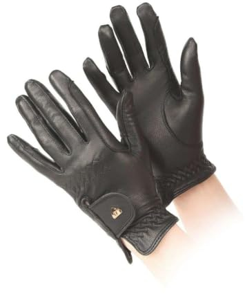 Shires Aubrion Ladies Leather Horse Riding Gloves in Black Medium, Black
