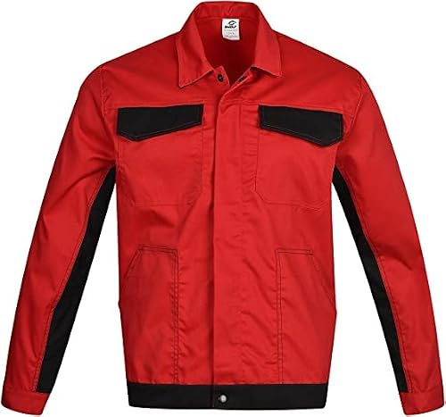 BWOLF DELTA Arbetsjacka för män, arbetsjacka, midjejacka, bomull/polyester, 4 fickor, Röd / svart, S
