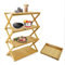Camping Regal Klappbar, Faltbar 4 Etagen Tragbar Camping Klappschrank, Campingküche aus Bambusplatte Outdoorschrank Faltschrank Klappbares Teleskopisch Lagerregal für Aussen Küche Camping Grillen