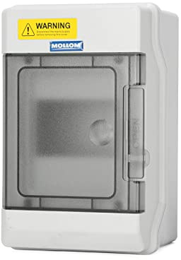 Mollom 4 Modules Verteilerkasten mit Sammelschienen und DIN-Schienen für Leitungsschutzschalter MCB, wasserdicht IP66. Verfügbar für den Innen- und Außenbereich