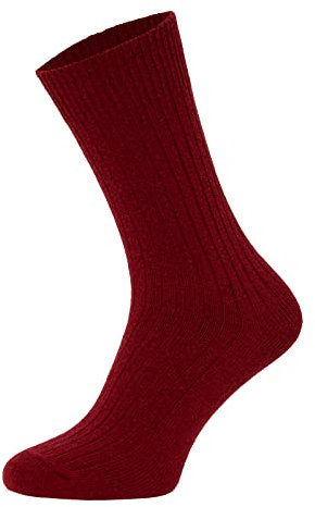 HomeOfSocks Ein Paar Wollsocken Socken Herren Und Damen - Dünne Warme Wollsocken Mit 72% Schaf Wollanteil | Bordeaux Gr. 39-42