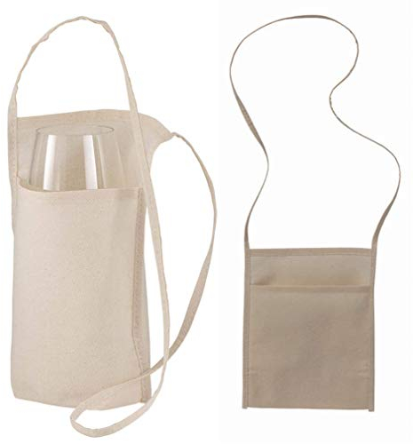 Generico 20 (venti) pezzi Porta bicchiere bicchieri in COTONE 135 gr/m2 colore beige da degustazione da collo 18 x 22 x 10 cm