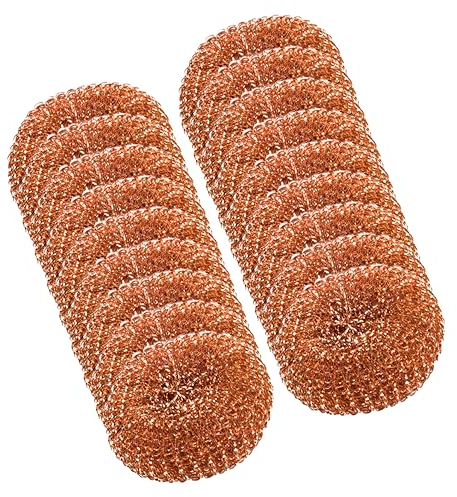 HomeShopa Copper Scouring Pad, 18-Pack Spiral Scrubber, Long-Lasting for Cleaning Dirt, Grease & Grime, Heavy-Duty Kitchen Pots and Pans