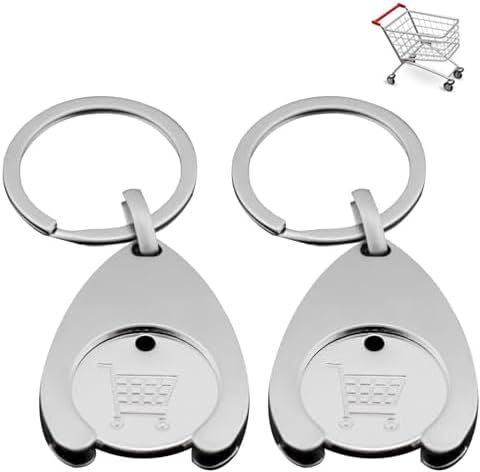 Lot de 2 Porte-clés pour Chariots Détachable, Jeton Caddie, Universel Puce pour Caddie, Chariots Motif pour Porte-clés de Voiture pour la Plupart des Caddies, en Métal Jeton pour Supermarché