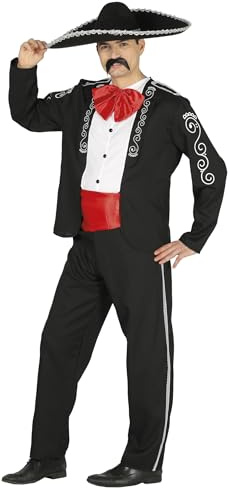 FIESTAS GUIRCA | Costume de Mariachi Adulte (54-56/XL) - Chemise, Veste, Ceinture et Pantalon - Tenue Mexicaine pour Fêtes Déguisées, Carnaval et Célébrations Mexicaines - Idéal pour Hommes