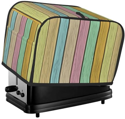 Copertura per tostapane a 2 fette, in legno pastello, con tasche, per piccoli elettrodomestici da cucina, protezione dalle impronte digitali, lavabile in lavatrice