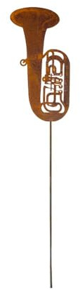 Gartenstecker Tubisten aus Cortenstahl – Gartendeko Rostoptik 110 cm | Wetterfeste Metall Gartendeko in Edelrost-Optik für Garten & Beet – ganzjähriger Gartenstecker & Geschenk für Tubisten