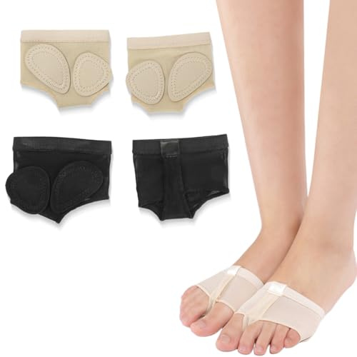 FENQURO 2 par balskydd, halkfria dansstrumpor, baletfotkuddar, tåskydd, halvsula, tassskydd, dansskor för kvinnor, balett, magdans, yoga, pilates latindans