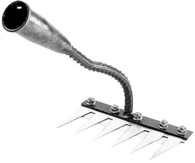 WRQIOO Râteau de Désherbage en Acier Robuste, Outil de Râteau de Désherbage, Détachable Râteaux de Jardinage 6 Dents en Acier, Râteau à Main pour Désherbage/Ameublissement du Sol/Semis