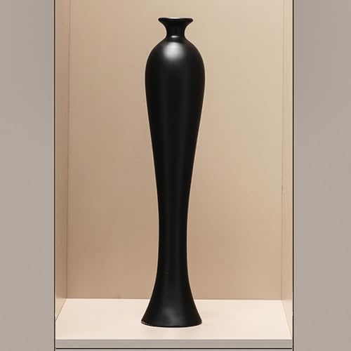 XIUWOUG Vasi Neri Alti per la Decorazione Domestica Moderna,Vasi da Pavimento minimalisti in Resina per Erba della Pampa,Vasi Decorativi Sottili per Ufficio,Arredamento Soggiorno,Blackl