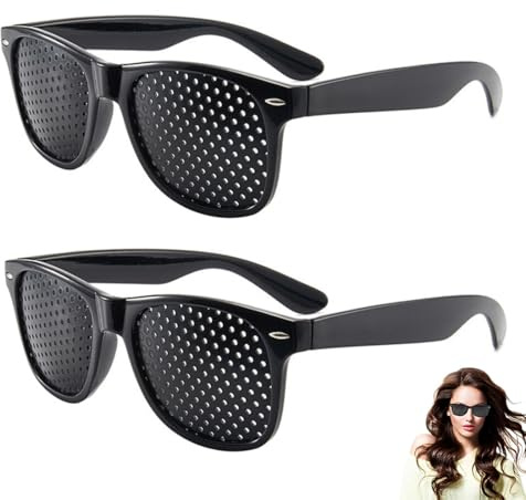 YUPZAR 2 Pezzi Occhiali Stenopeici, Pinhole Glasses per Lettura e Relax, Occhiali Forati per Allenamento Visivo a Griglia Optica per Riposo VisivoRiduzione Fatica Oculare e Comfort Occhi
