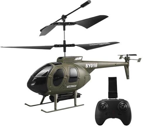 Pesoncarl Hélicoptère RC avec caméra HD 6 canaux 2, 4 GHz 350 mAh Hélicoptère télécommandé Pendant 15 Minutes de vol Avion RC ABS à Assemblage Facile, Cadeaux pour Enfants, Cadeau de fête Vert armée