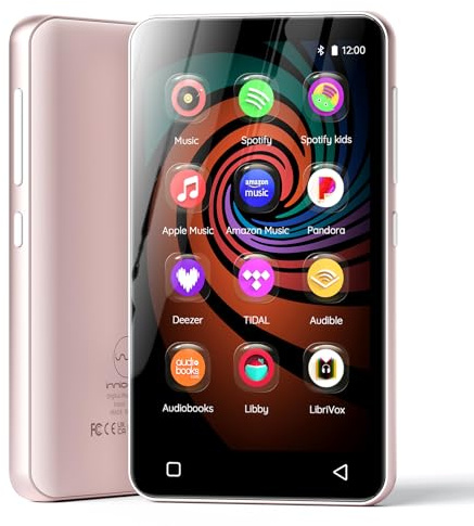 160GB MP3 Player with Bluetooth and WiFi, innioasis Music Player with Spotify,Pandora,Amazon Music,4 Touch Screen Android MP4 MP3 Player for Kids with Libby,Audible,Spotify Kids(Pink)