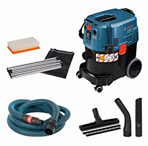 Bosch Professional Wet/Dry Dust Extractor GAS 35 M AFC (1.200 W, 3 m extraction pipe, 5 m hose, crevice nozzle, disposal bag, elbow, floor nozzle set, PES flat-pleated filter)