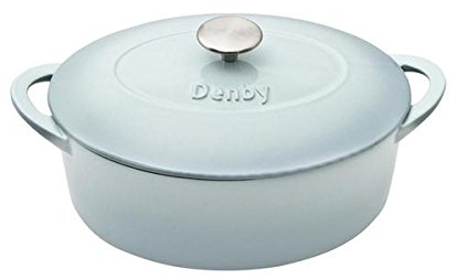 Denby Pavilion Cast Iron 4.2L Oval Casserole, Medium, Blue