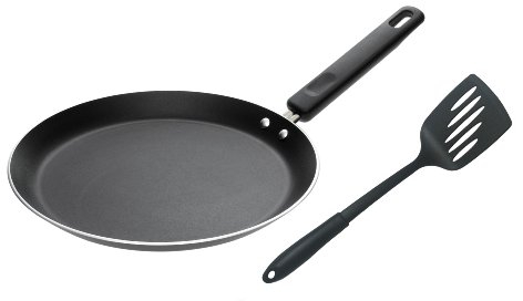 Prestige Aluminium 24 cm Crepe Pan and Turner Set , 2-Piece - Black