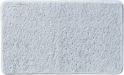 Erwin Müller Badematte, Badteppich, Badvorleger Rhodos Uni rutschhemmend Silber Größe 50x80 cm - ultraweich, extrem saugfähig, flusenarm