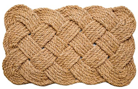 IRONGATE Rope Woven Doormat - One Pack Nautical Mat - 100% All Natural Coir Fibers - Classic Interwoven Rope Design - Handmade Dirt Trapping Entryway Door Mat - Natural - 18x30