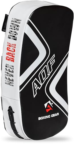AQF Bouclier De Boxe Coussin De Bras Courbé pour Coups Thai Kick Boxing Focus Muay Gant De Protection pour Coups De Poings MMA (Unique, Blanc)