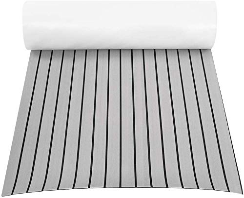 Bodenbelag Selbstklebend, Eva Teak Selbstklebend Decksbelag für Boote Kajak Bodenmatte Boot Teak Decking Eva-Schaumstoff Teak Boots Bodenbelag rutschfest Yachtmatte Deck Pad 240 x90x0.6cm Hellgrau