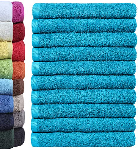 NatureMark 10er Pack Waschlappen | 100% Baumwolle | Frottier Seiflappen | Größe 30 x 30 cm | Frottee Seiftücher im 10er Pack Farbe: Türkis