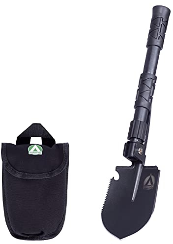 Zamper Klapp-Spaten Multifunktions-Werkzeug Kompakt - Camping Outdoor & Survival Gadget - Klapp-Schaufel mit Tasche