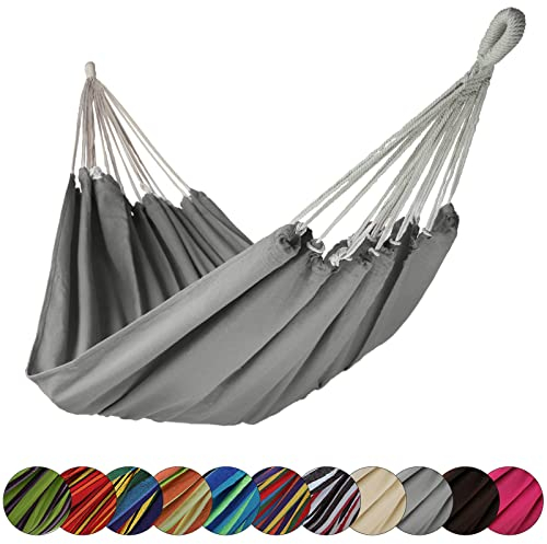 BB Sport Tuch Hängematte 200 x 140 cm max. Belastbarkeit 200 kg Tragetasche 1-2 Personen Camping Garten Balkon Terasse Wetterfest, Farbe:Karst