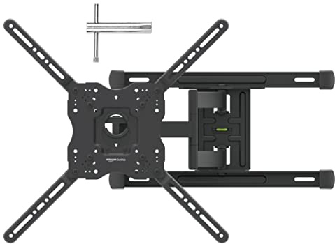 Amazon Basics Full Motion TV Wall Mount with Horizontal Post Installation Leveling for 32 to 86 TVs, Black