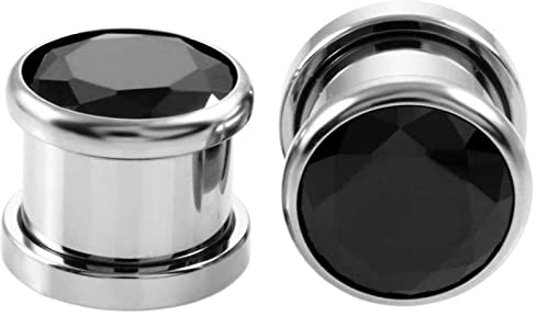 Ayoiow 2 Pièce Piercing Oreille Tunnel Acier Homme, Blanc Écarteur Oreille 4-10MM Ecarteur Oreilles Homme