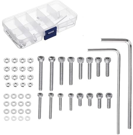 Baiko 50 Pcs/set M2.5 Universal Turntable Headshell Cartridge Mounting Kit Stainless Steel Bolts Screws Nuts Set with Case