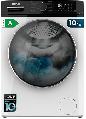 Cecotec Lavadora 10Kg Carga Frontal Bolero DressCode 10610 Inverter A. 1400 RPM, Steam Max, Motor Inverter Plus, 15 Programas, OnSmart, Smooth Wash, Stop&Go, Goma Antibacteriana, Drum Clean