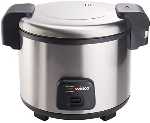 Winco Commercial-Grade Electric Rice Cooker with Hinged Cover, 30 Cup