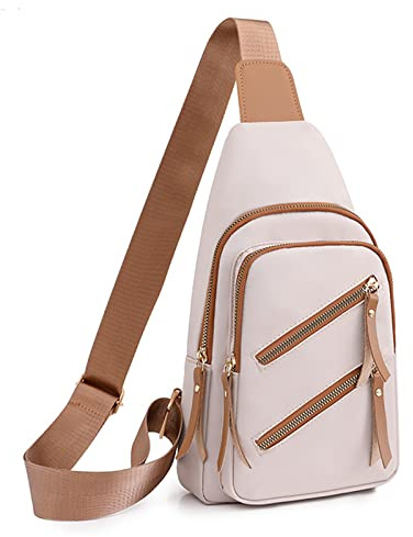 FANDARE Ultralätt bröstficka, damer, handväskor, elegant, mobiltelefon, axelväska, Sling, crossbody-väska, axelväska med hörlurshål, kvinnor, mobiltelefonväska för upphängning, damväska, nylon, Vit,