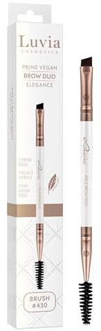 Pinceau de maquillage professionnel Luvia Pinceau de maquillage pour sourcils Pinceau à sourcils Pinceau Eyebrow Pinceau pour les yeux Pinceau plat biseauté Brosse multifonction vegan 430 // Brow Duo