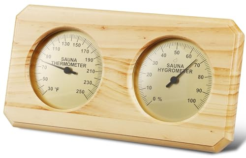 Foxyoo Termómetro de Sauna Fahrenheit higrómetro medidor 2 en 1 termostato de Sauna para Interior del hogar, Accesorios de Sauna para Sauna Tradicional, Barril o Sauna infrarroja Exterior, Sala de
