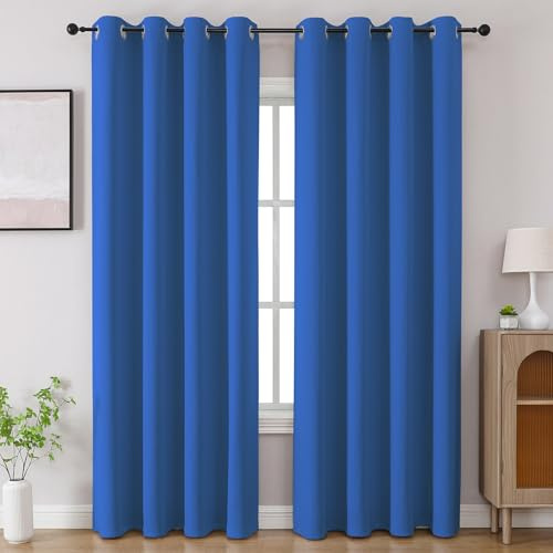 CUCRAF Blackout Curtains 84 inch Length 2 Panels Set, Room Darkening Drapes for Living Room Bedroom, Thermal Insulated Light Blocking Grommet Window Curtain (W52 x L84 Inch, Dark Blue)