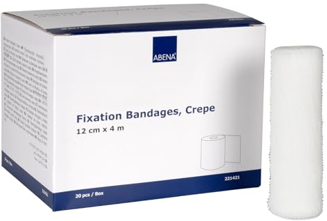 Elastische Mullbinden 12cm x 4m – 20 Rollen, Krepp, Elastische Binde aus Verbandsmaterial, luftdurchlässige und hautfreundliche Bandage – ideal zur Fixierung bei Wundpflege, Sport & Alltag