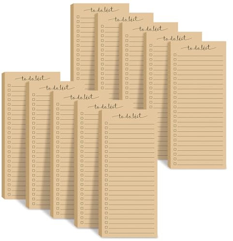 Censen 10 Pack 500 Sheets To Do List Notes Daily Checklist Notepads with 50 Sheets Each Undated Color Memo Pad Block Shopping List Pad Weekly Plan Notepad Organizer Planners(Wood Color,Lined)