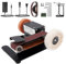 Yofuly Electric Belt Sanding Machine, 350W Mini Belt Grinder Adjustable Angle Desktop Polishing Machine with 10pc Sanding Belts 7 Adjustable Speed Bench Grinder for Woodworking Metal(UK Plug)
