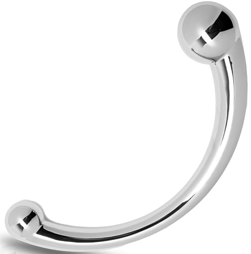 Consolador doble plug anal metal 20cm. Consolador de próstata, consolador doble para hombres y mujeres consolador tapón anal juguete sexual de acero consolador anal plateado metal, 510 g A110L